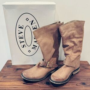 Steve Madden boots; size 9; like brand new; tan/cream leather boots;